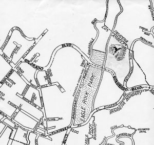 This map shows the street configuration in the 20's and 30's and the extent of the park. Much of this area is now Edison's power line right-of-way. (ERVHS)