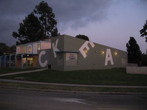 Day Care, built 2000. In order to take advantage of park bond funding and to move a day care center out of the clubhouse building, this innovative new structure, by Kanner and Associates Architects , was built just to the southwest of the clubhouse. Its playful design, integration of graphics, and indoor-outdoor design were intended to be an homage and reflection of the earlier building. (Author’s photograph.)