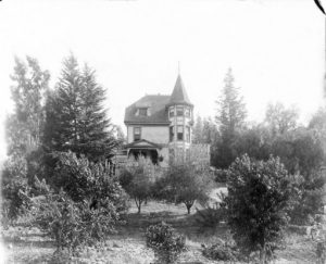 The Young Home in the late 1880's. The home was purchased and restored by the Hunt family. It was declared a Los Angeles City Historical Cultural Monument with the name "Castle Crags" (Murdock Family Collection)
