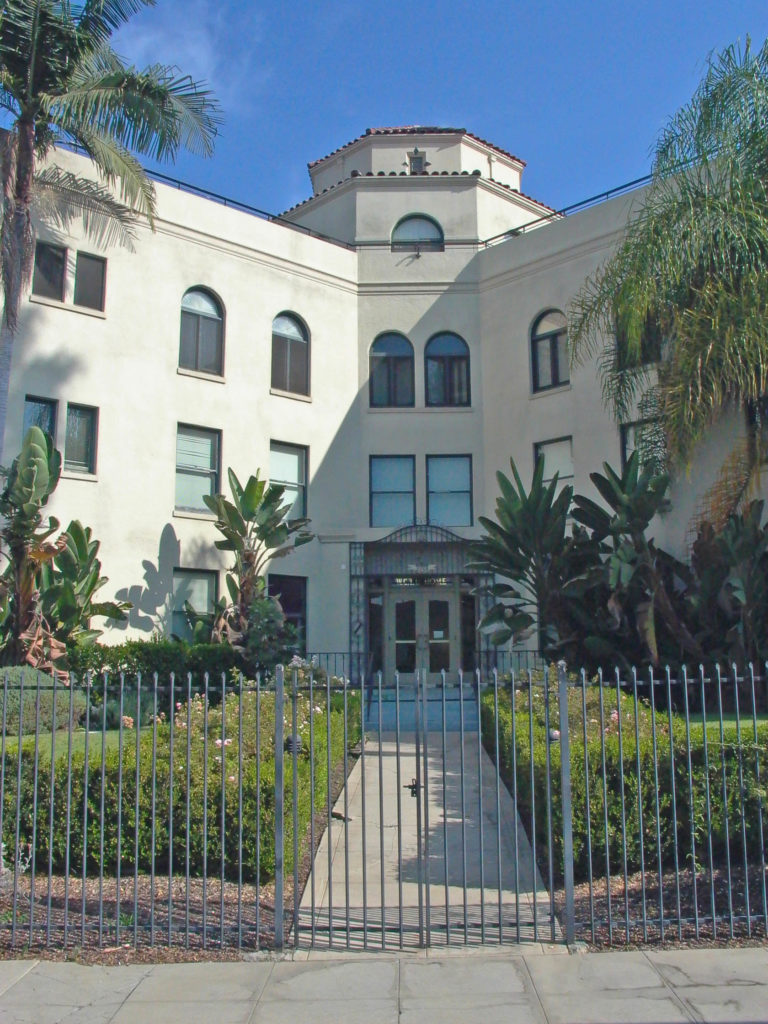 This photograph of the Norwalk Avenue entrance was taken by John Urquiza for the TERA (The Eagle Rock Association) Home Tour in 2004. The tour was headquartered in the auditorium. The new owners, the Greater Los Angeles Agency on Deafness (GLAD), had beautifully restored the building.